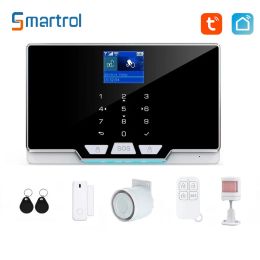Kits alarmes de sécurité SMARTROL GSM TUYA Smart Home WiFi Wireless Alarm Kit pour garage Résidentiel House Security Alarmes Support Alexa