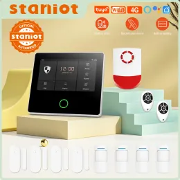 Kits Staniot Home Security Alarm System 4G WiFi Wireless Tuya Smart Burglar Kit Intégrée de sirène Build Work avec Alexa App Remote Control