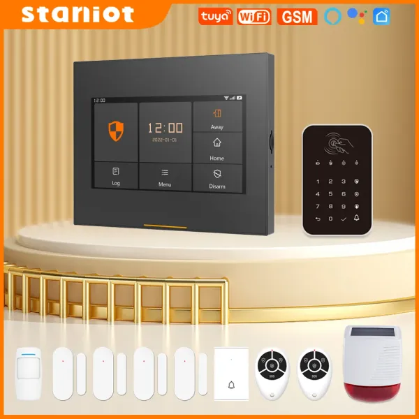 Kits Staniot Tuya Wireless Wifi WiFi GSM Home Burglar Security Alarm System Full Hd Touch avec la nouvelle interface de l'interface utilisateur Prise en charge iOS Android