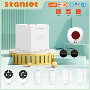 Kits Staniot Wifi Sistema de alarma Kit Seccube 3 Tuya Smart Home Security Protection Support Etiquetas RFID Siren Siren Control remoto Control remoto