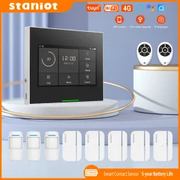 Kits Staniot WiReless WiFi 4G Alarmas de seguridad de Tuya Smart para el hogar con 5 años Sensor de puertas Sistema de ladrones Los kits funcionan con Alexa