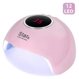 Kits Star 6 Lámpara de uñas UV de secador de uñas para manicura secado de uñas gel lámpara de esmalte de hielo 12 sensor de autos de LED 30s 60s 90S Herramientas de arte de uñas