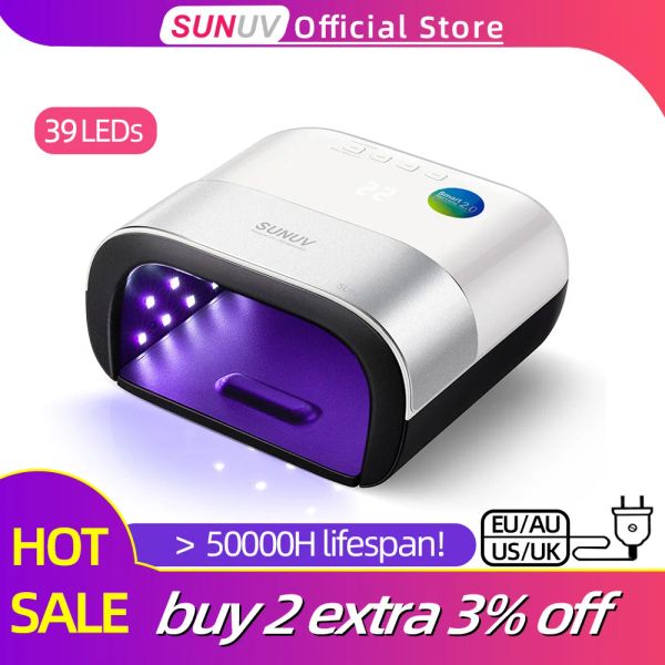 Kits SUNUV SUN3 Sécheur à ongles Smart 2.0 48W UV LED LAMP Nail avec une minuterie intelligente Mémoire de minuterie numérique invisible Affichage de l'ongle Hine