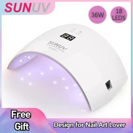 Kits Sunuv Sun9x Plus 36W Nagellamp UV LED Nail Dryer voor gel Poolse roze Predicure Manicure Hine Auto Infrared Sensor LCD Display