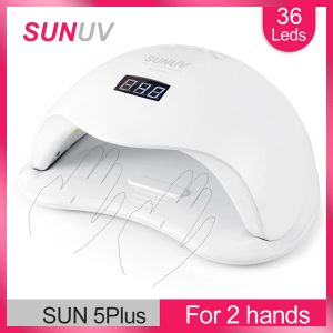 Kits SUNUV UV LED lampe Sun5 / 5Plus48w Séchante à ongles pour guérir tous les types Gel 99S à feu doux 36 LEDS LAMP UV POUR deux mains Nail Art Hine