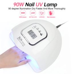 Kits SUNX5 UV LED LAMP 90W DROGENDE NAILS LAMP VOOR MANICURE GEL NAAK POOBER DROYER HOOG POWER NAIL LAMP TUNSTREES SMART SENSOR LAMP