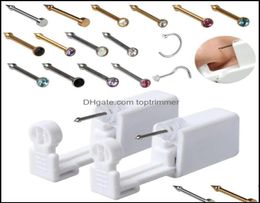 Kits de tatuajes Art Health Beautydisposable Safe Sterile Pierce Unit para Gem Nose Studs Piercing Gun Piercer Tool Hine Kit Pendiente 5117548