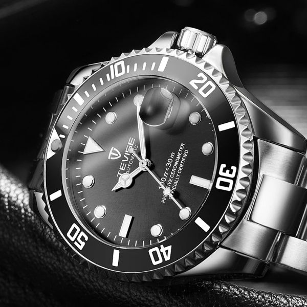 Kits Tevise 2022 Big Dial Watches Mechanical Watch Watch Men impermeable marca de lujo Full Steel Men Wallwatch Reloj Hombre 2023