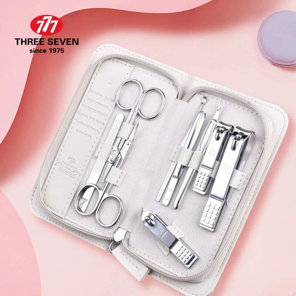 Kits trois sept / 777 9 en 1 monteur de nails de nail en acier inoxydable ensemble outils de manucure professionnels kit de toilettage de nail