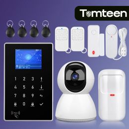 Kits Tomteen Tuya Smart WiFi GSM -beveiligingsalarmsysteem met Tuya IP -camera Ondersteuning Alexa Google Assistant Wireless Alarm Kit
