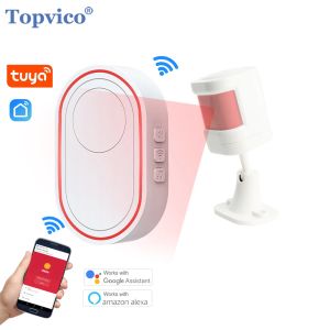 Kits Topvico Wifi Sensor de movimiento Alarma Prevención de caída para ancianos Demencia RF433MHZ Alarma de la cama inalámbrica Pager Pager Tuya Aplicación