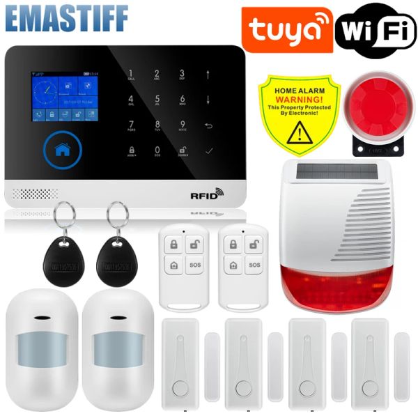 Kits Touch Keypad 433MHz Tuya WiFi GSM Home Falle Sécurité Système d'alarme sans fil Détecteur de mouvement Application CONTRÔLE DÉTECTOR