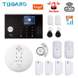 Kits TUGARD G30 Tuya Smart WiFi GSM Home Alarm Security System Wireless 433MHz Kit de cambrioleur avec détecteur de fumée de feu