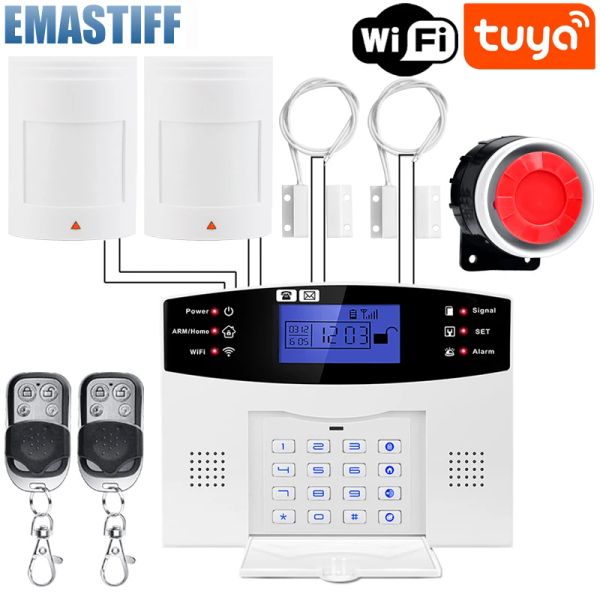 Kits TUTA Smart Home Wifi Alarma de Home Home Alarma de casa inalámbrica GSM para garaje y alarmas de seguridad de ladrones residenciales Soporte de Samrt Life