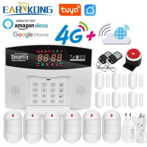 Kits Tuya 4G GSM Sistema de alarma 433MHz Sistema de seguridad de Home Smart Home 4G Aplicación SIM Control remoto Compatible Alexa Google Home