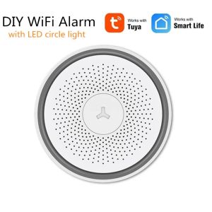 Kits Tuya Alarme Alexa WiFi Smart Diy House Security Alarm avec App Google Home Hub Vocal Control P2P LED Light IP Camera Monitoring