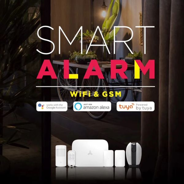 Kits Tuya Alarma Wifi Wireless Home Security Alarma GSM Sistema de alarma Intruder con soporte de aplicación inteligente Alexa Google Home Voice Control