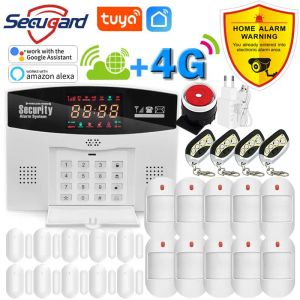 Kits Tuya Smart App 4G GSM Home Security Alarm System Wireles Wired Wired Wired Door Motion Motion Detecteur 433MHz Host Pourince de prise en charge