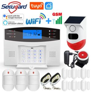 Kits tuya application intelligente wifi wifi gsm domesf cambrileur security alarm système écran LCD 433MHz capteur de porte de sirène sans fil détecteur de mouvement câblé