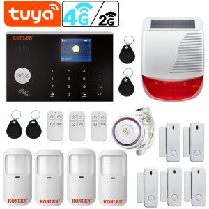 Kits Tuya Smart Security Alarm System WiFi 4G GSM Wireless Fambor Antitheft Panneau avec sirène solaire Protection de maison française italien