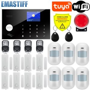 Kits TUYA SMART WIFI GSM Home Security Alarm System 433MHz Wireless Wire Famber Alarm Kit fonctionne avec Alexa Google App Control