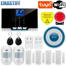 Kits Tuya Smart WIFI GSM système d'alarme de sécurité fonctionne avec Alexa maison détecteur de mouvement anti-cambriolage capteur de porte fenêtre de fumée caméra IP