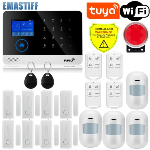 Kits Tuya WiFi GSM 433MHz Protection de sécurité à domicile Système d'alarme intellige