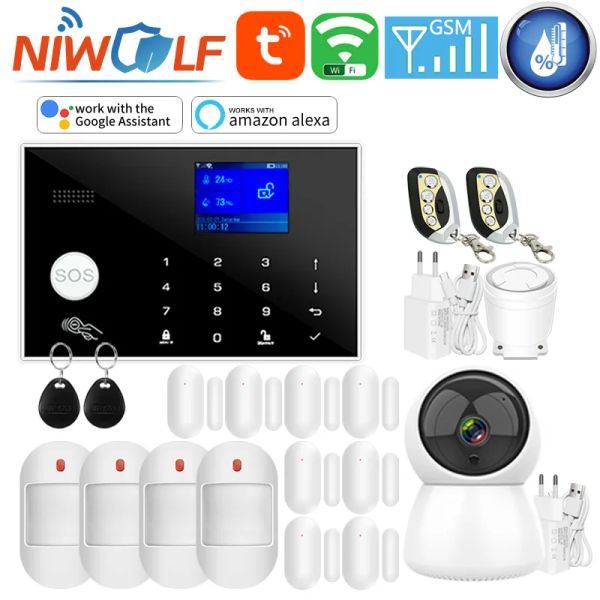 Kits Tuya Wifi GSM Sistema de alarma para el hogar Smart Host Host Touch Keyboard Soporte RFID 433MHz Sensor de detección de detección inalámbrica