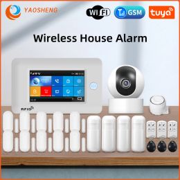 Kits Tuya WiFi GSM Wireless Burglar Home Security Alarm System Smart Life met IP Carema compatibel met Alexa en Google