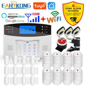 Kits Tuya WiFi Smart Home Alarm System GSM Security Famber Host 433MHz Wireless Door Window Pir Sente