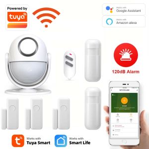 Kits Tuya Wifi Smart Home Security Alarm System 120DB Werkt met Google Alexa RF433 PIR -detector Door Sensor Smart Life App Inbreker