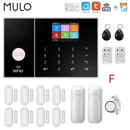 Kits Tuya Wireless Wifi WiFi GSM Home Burglar Security Alarm System 433MHz Smart Life Alexa Google Apps Control avec le détecteur de capteur RFID