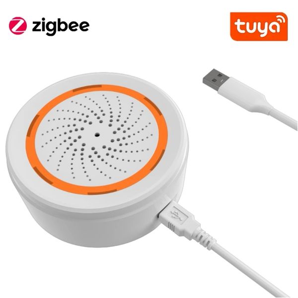 Kits TUYA Zigbee Sound Light Capteur Smart Alarm Siren App Remote Control Home Security Protection System USB Sound Light Capteur