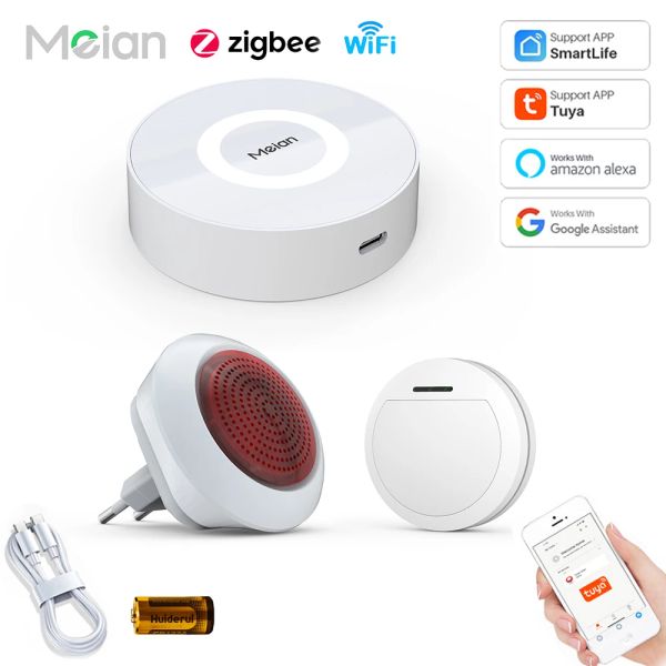 Kits Tuya Zigbee3.0 Detector de movimiento infrarrojo de la puerta Sistema de alarma inteligente Smart System Kit Smart Life/Tuya AppIntoleu Plug