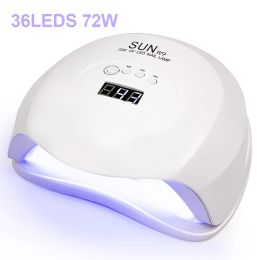 Kits Lampe UV LED pour ongles 72 W 36 LED Sèche-ongles pour manucure 4 réglages de minuterie avec écran LCD Gel à séchage rapide Utilisation en salon Équipement d'art des ongles