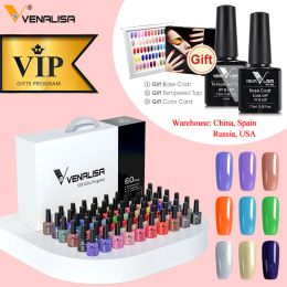 Kits Venalisa VIP -kits 7,5 ml nagelgel Pools afwezig UV LED NAIL GEL kleurenpaletgel vernisbasis Diamant toplaag 62pcs/lotgel