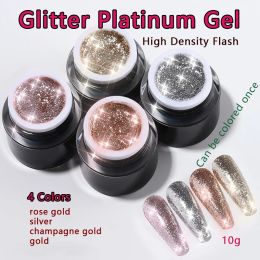 Kits Vendenei 4 Color / Set Gold Silver Silver High Density Fine Powder Gel Rolir UV LED paillettes Platine peinture Manucure Lacquer