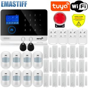 Kits Système d'alarme de sécurité W2B pour la maison GSM WiFi Tuya Smart Life Control Control Burglar Alarm Kit avec capteur de porte Travail avec Alexa