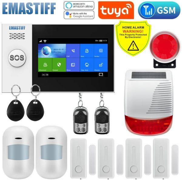 Kits W4B PG107 TUYA Wireless Home WiFi GSM Securencia doméstica con detector de movimiento Sistema de alarma de ladrones Aplicación Soporte de control Alexa