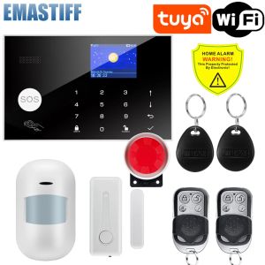 Kits W7B Wireless Wired Alarm System voor Home Inbreker Security 433MHz WiFi GSM Alarm Wireless Tuya Smart House App Control
