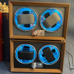Kits Bekijk Winder voor wijnkast decoratie hout retro fullautomatic mechanisch horloge shaker huishouden Mute Winder box