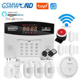 Kits WiFi GSM Alarm System Tuya Smart Home Inbreker Alarm Support Deurbel Functie voor Smart Life -app Compatibel met Alexa