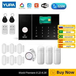 Kits WiFi GSM Burglar Home Security Alarm System Wireless Burglar Alarm Kit Tuya SmartLife -app ondersteunt draadloze bekabelde detector