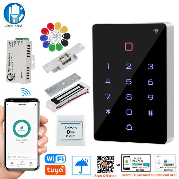 Kits wifi Tuya Aplicación Sistema de acceso de acceso a la puerta Kit impermeable RFID Controlador de acceso de teclado Hogar 180 kg de ataque magnético eléctrico Locks