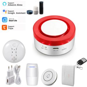 Kits WiFi Tuya Smart Flash Strobe sans fil Intelligent Linkage 433MHz Remote Control Motion Monitor Open Detector Detector Alarm de fumée