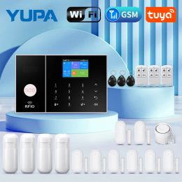 Kits Wireless GSM Burglar Home Security Alarm WiFi System met Motion Sensor Deur Detector Tuya Smart Life App ondersteunt Alexa Google