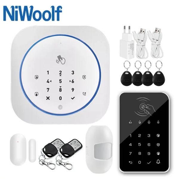 Kits Inalámbrico SEGURIDAD DE ALMA DE ALMA GSM Intercom Control remoto Autodial 433MHz Detectores IOS Android Control Touch Touch Teckboard