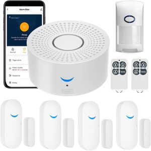 Kits Wireless WiFi Smart Home Automatisering Beveiligingsalarmsysteem met deursensor Motion Sensor Smart Life App Inbreker Alarm Sirene