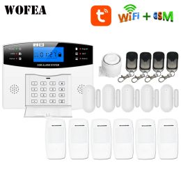 Kits Wofea Tuya Smart Life WiFi GSM Alarm System Home Security Burglar Alarm Stem herinneren LCD -toetsenbord Supprot Alexa Google Home