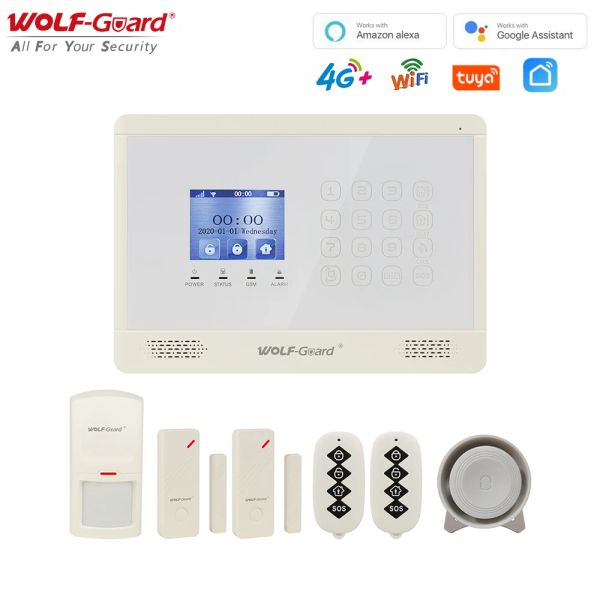 Kits Wolf Guard WT4BX WiFi + 4G / GSM Smart Security Home Alarm System, travaillez avec Tuya Smart Life App, Alexa Google